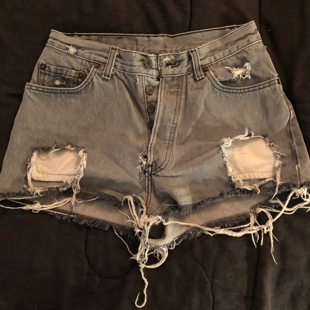 Distressed Levi’s denim shorts